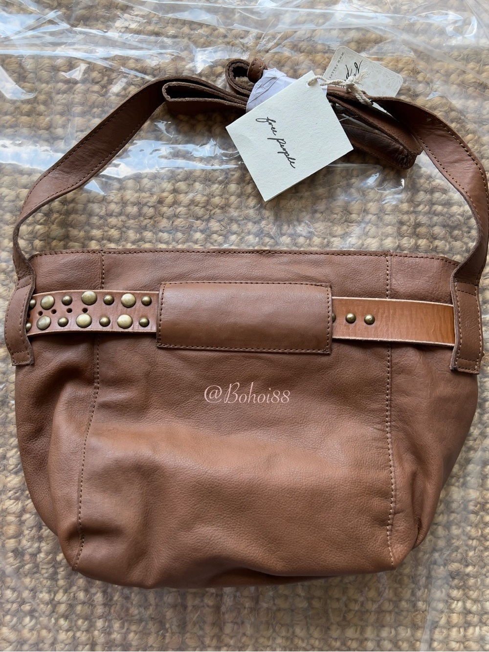 NWT Free People Embellished Belt Bucket Crossbody Bag Leather Studded - Picture 12 of 14